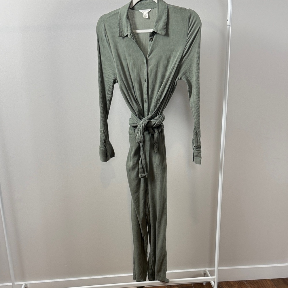 Caslon Olive Muslin Cotton Jumpsuit (XXS) - Picture 1 of 7
